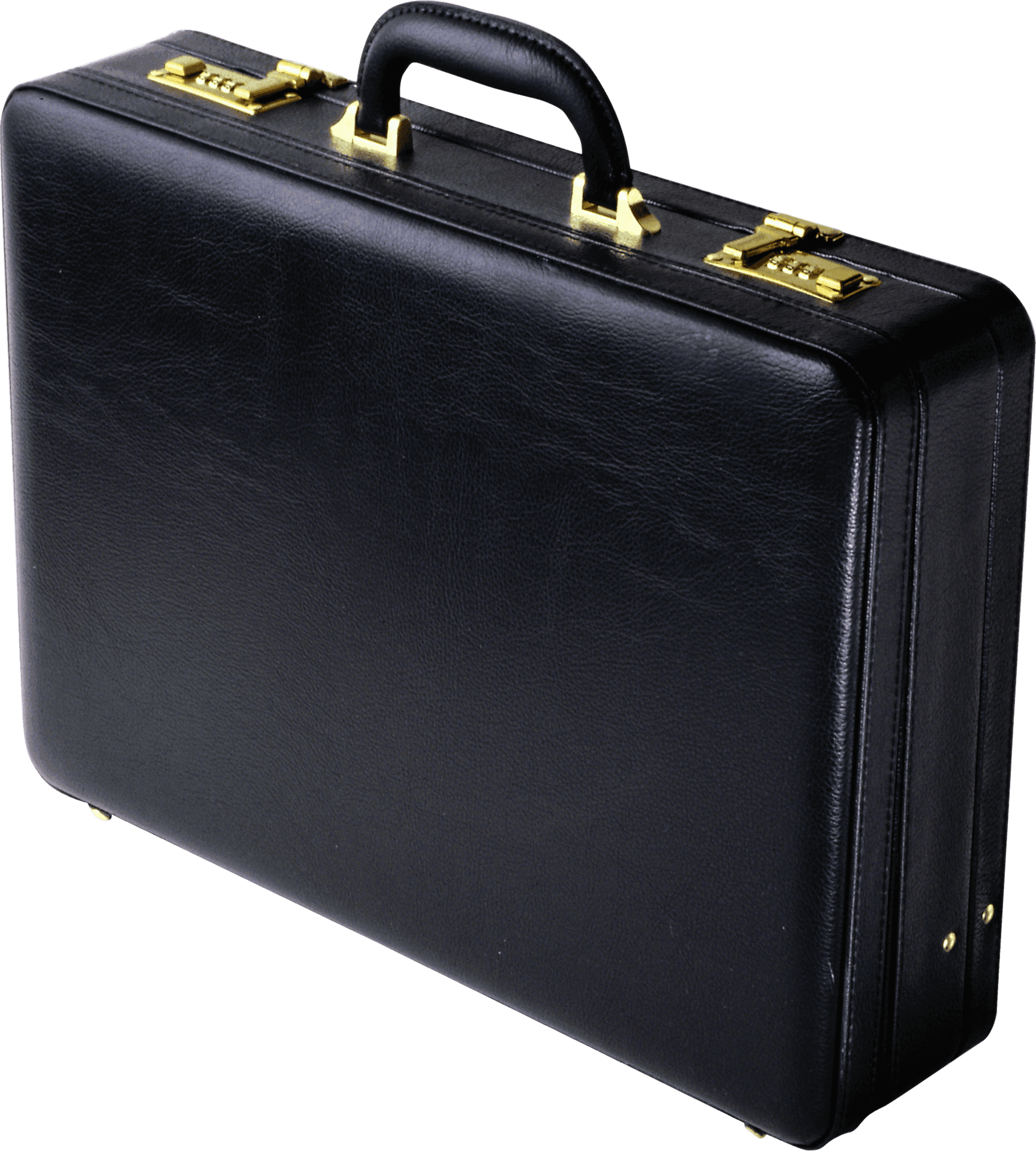 Classic Black Leather Briefcase PNG