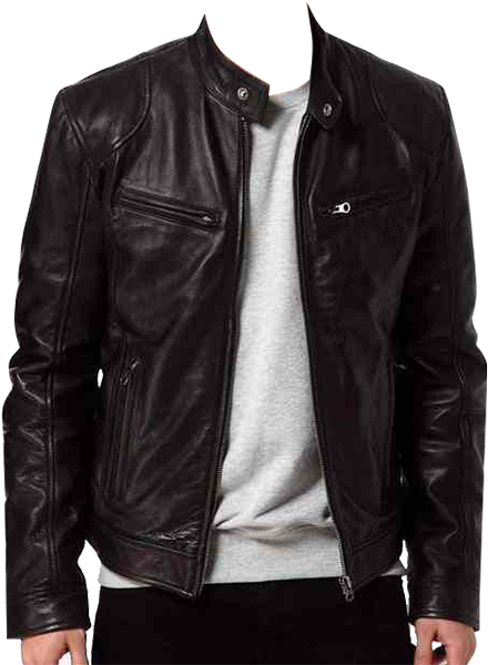 Classic Black Leather Jacket PNG