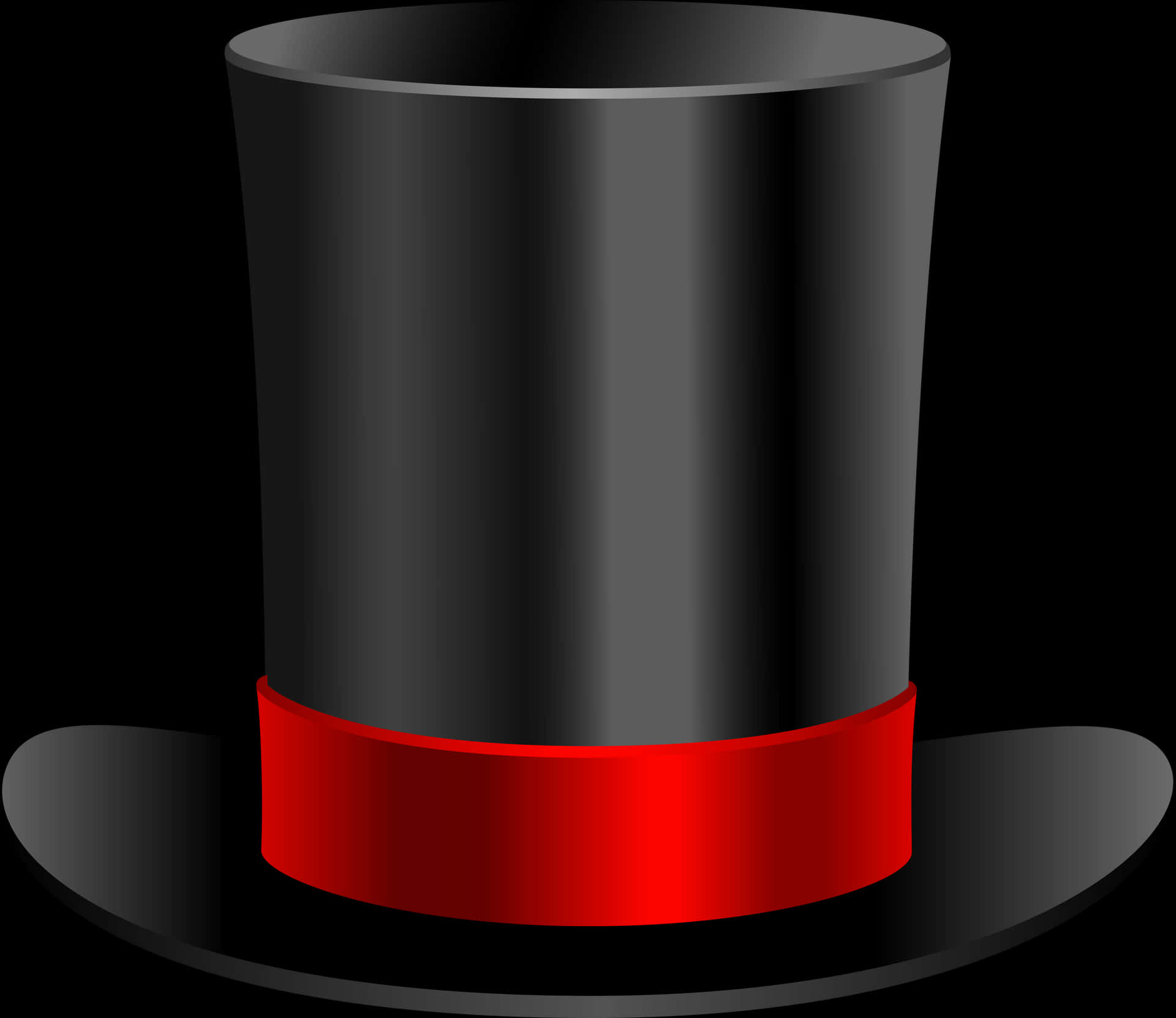 Classic Black Top Hatwith Red Band PNG