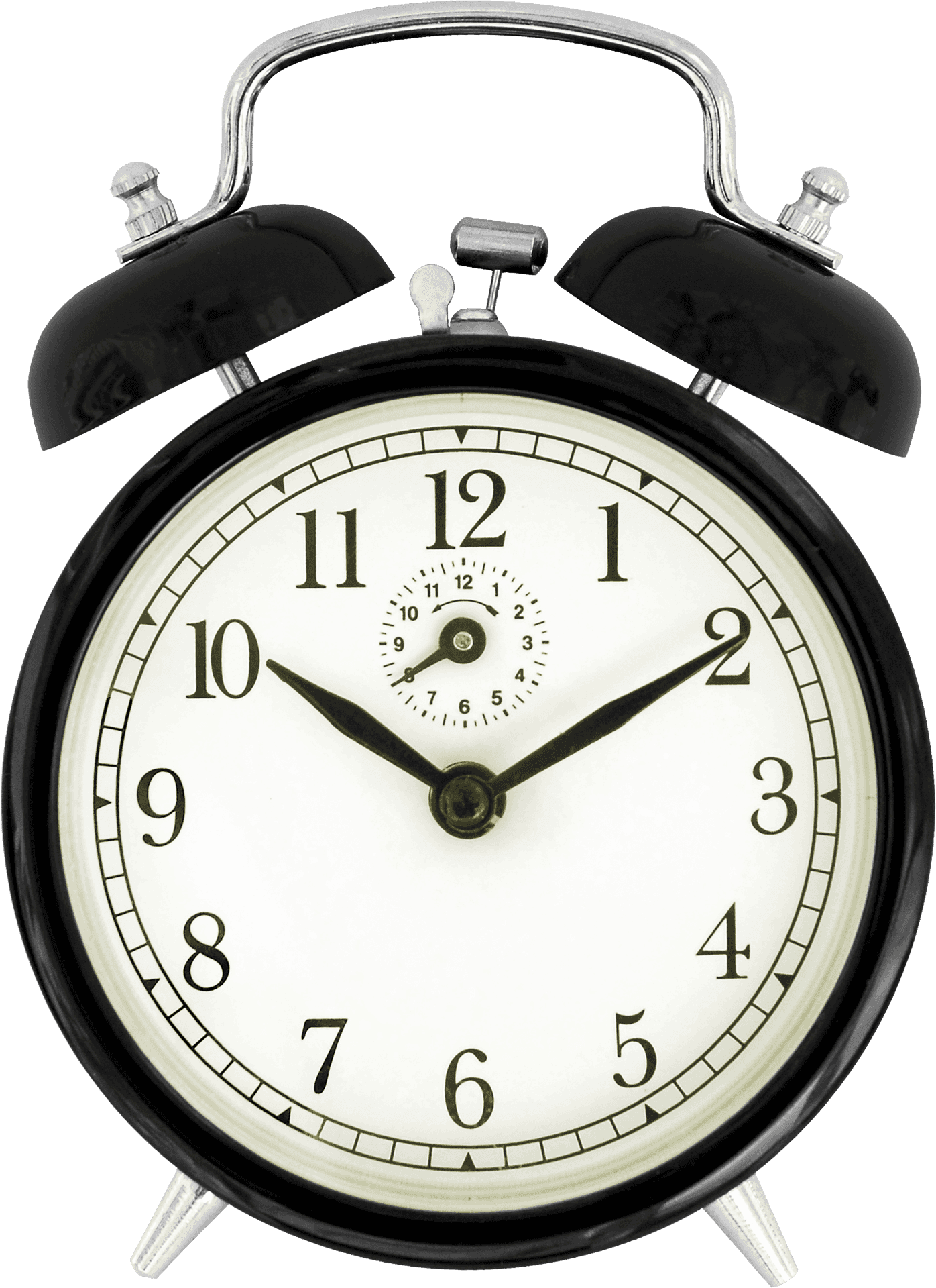 Classic Black Twin Bell Alarm Clock PNG