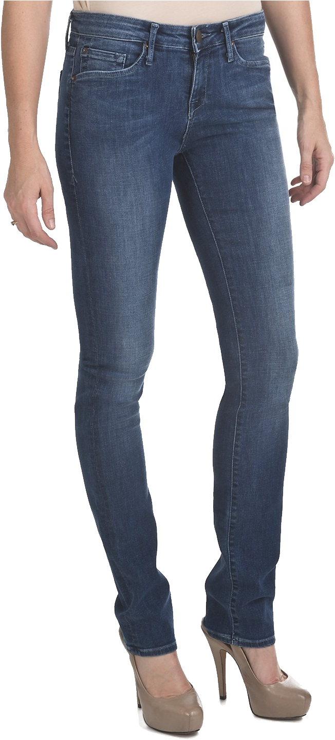 Classic Blue Skinny Jeans Women PNG