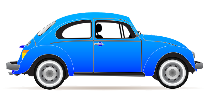 Classic Blue Volkswagen Beetle Illustration PNG