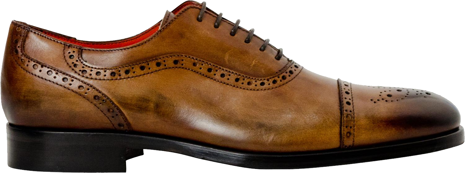 Classic Brown Leather Brogue Shoe PNG