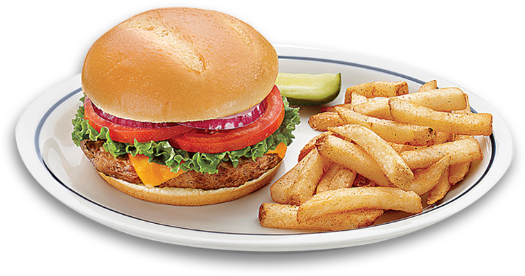 Classic Cheeseburgerwith Fries PNG