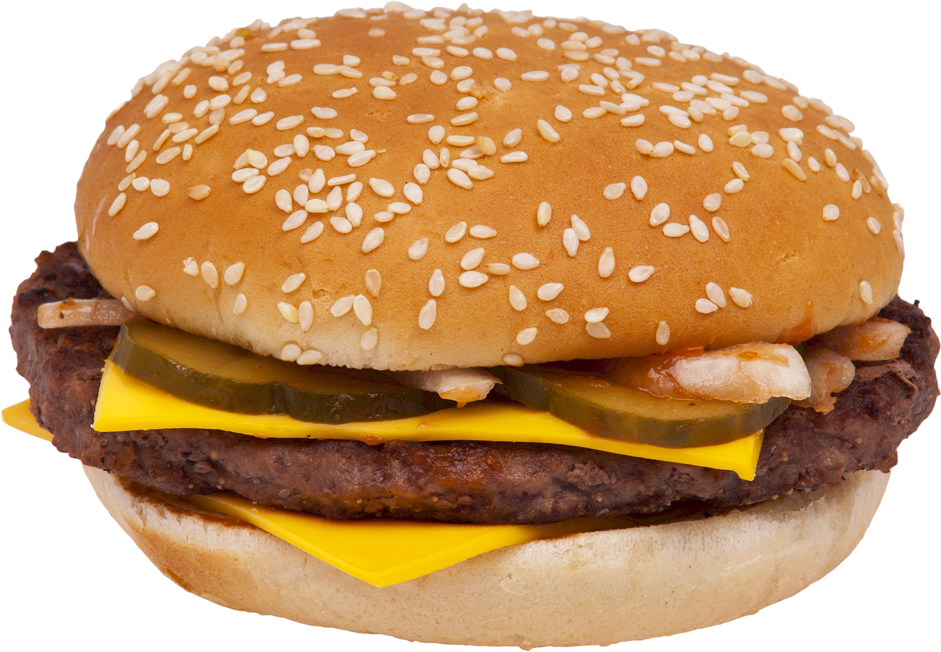 Classic Cheeseburgerwith Picklesand Onions PNG