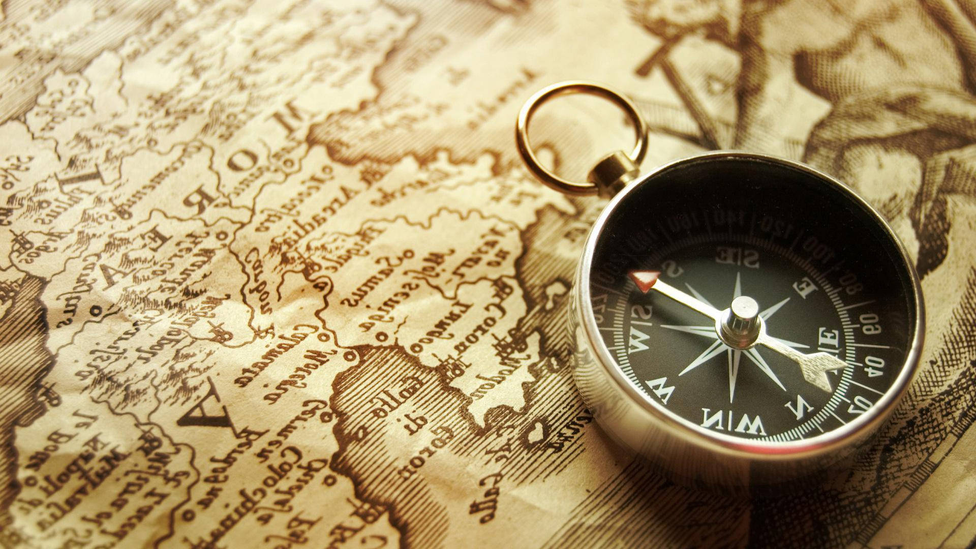 Classic Compass On Top Of Greek Map Wallpaper