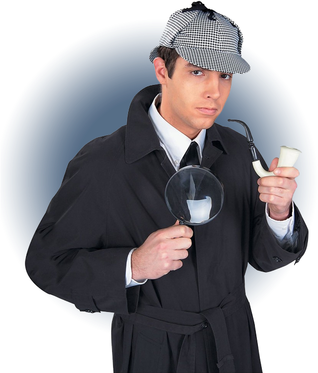 Classic Detectivewith Magnifying Glassand Pipe PNG