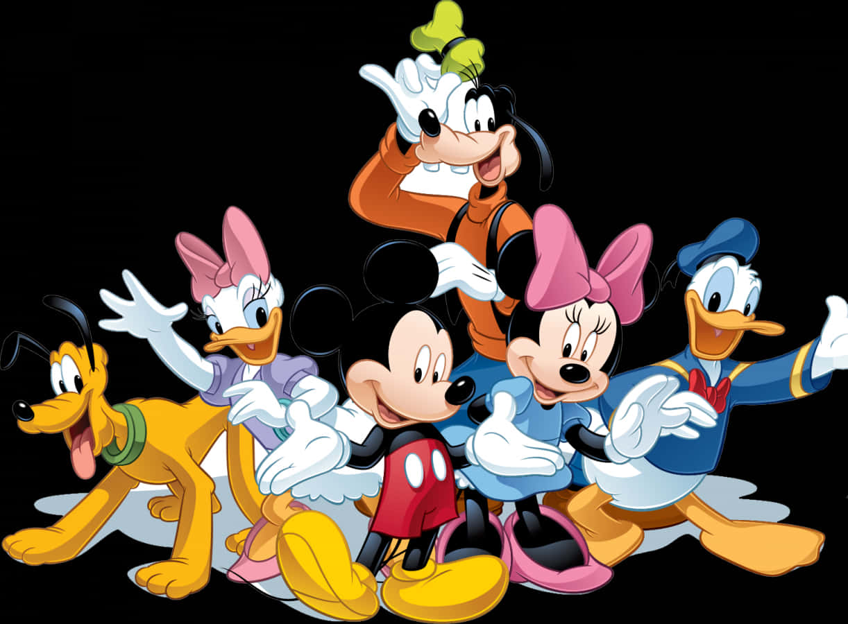 Classic Disney Characters Together PNG