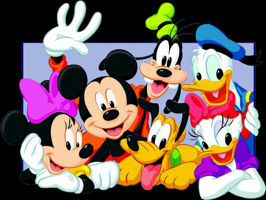 Classic Disney Characters Together PNG