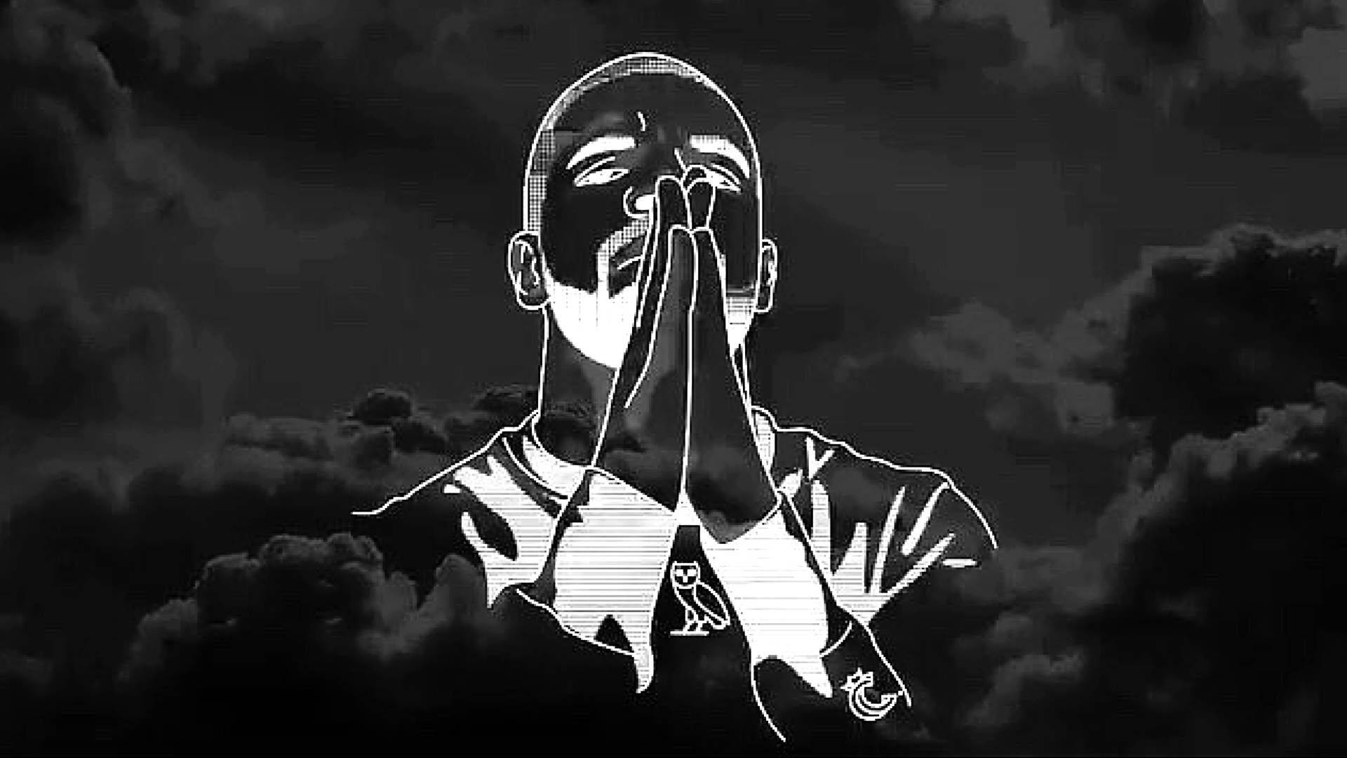 Classic Drake Ovo Shirt Design Showcasing His Iconic Praying Stance Wallpaper