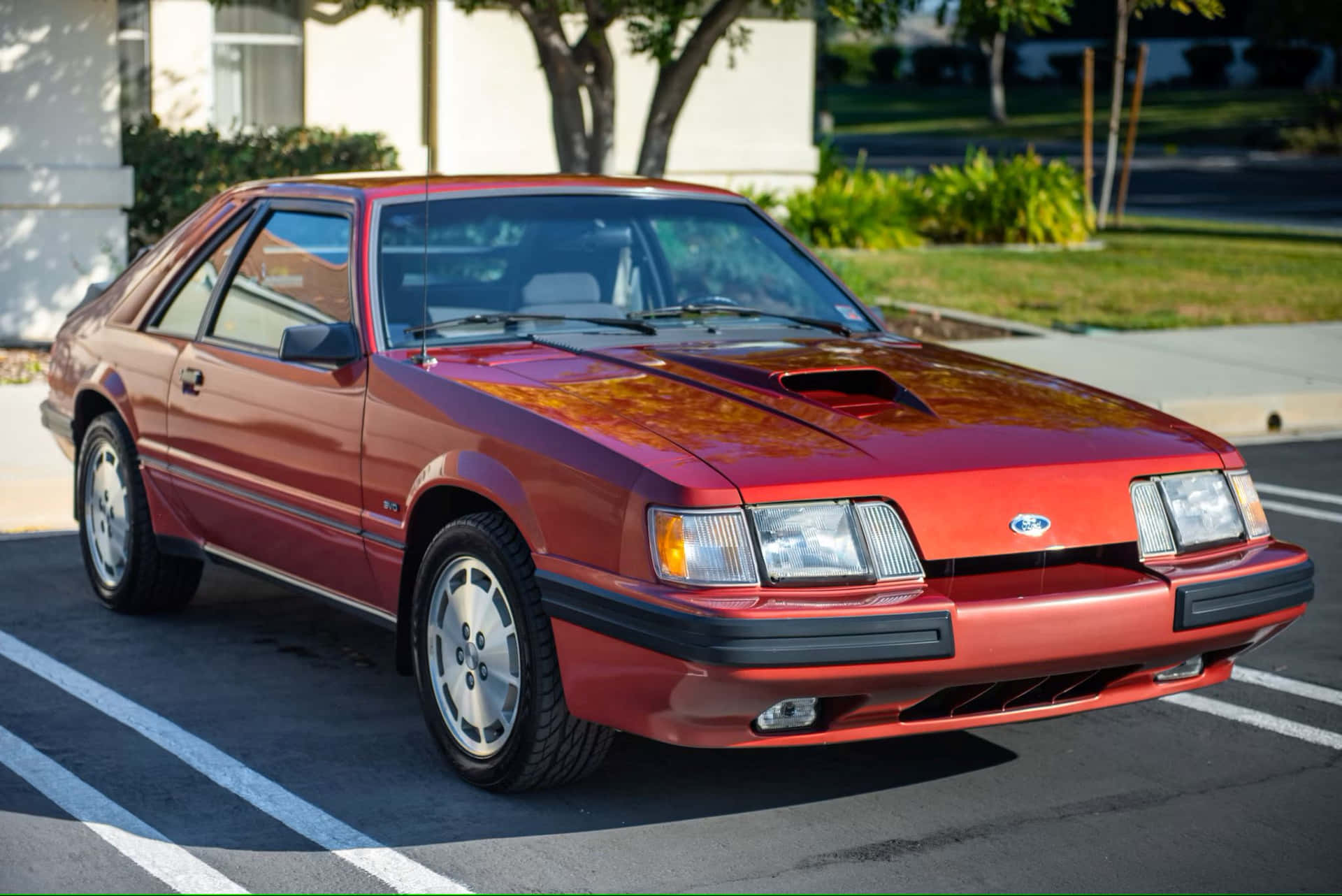 Classic Ford Mustang S V O Geparkeerd Achtergrond