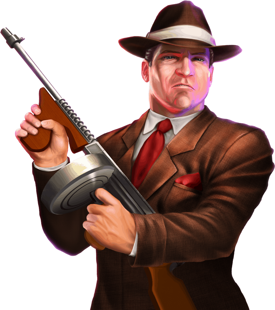 Classic Gangster With Tommy Gun PNG