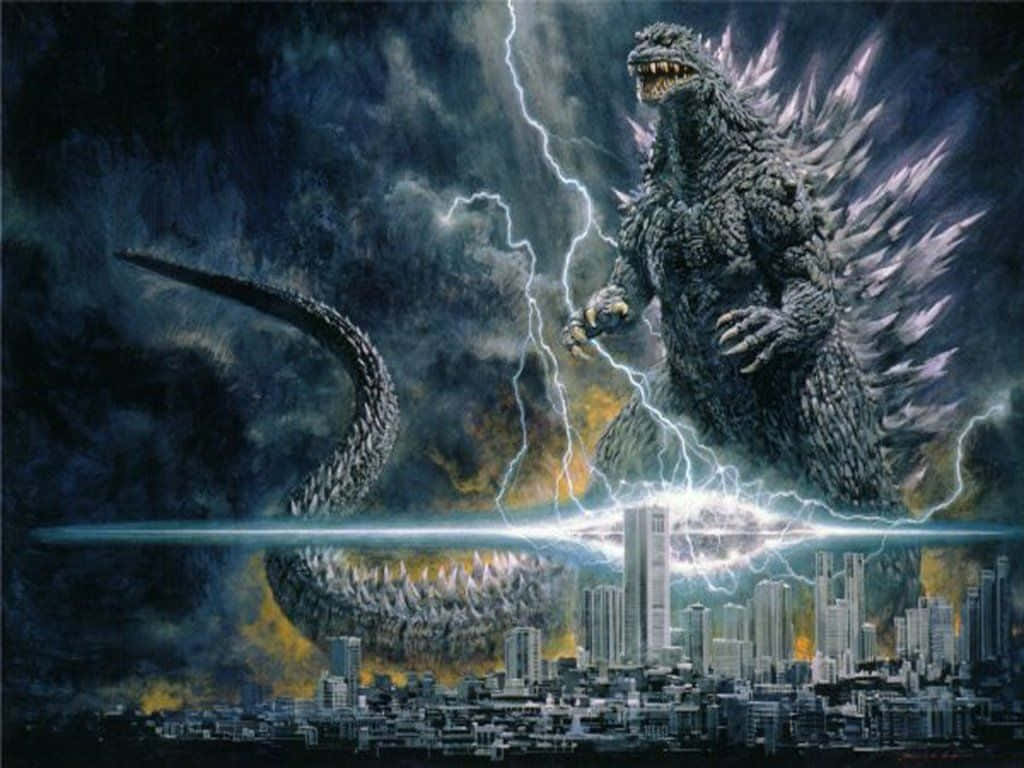Classic Godzilla Unleashing Destruction Wallpaper