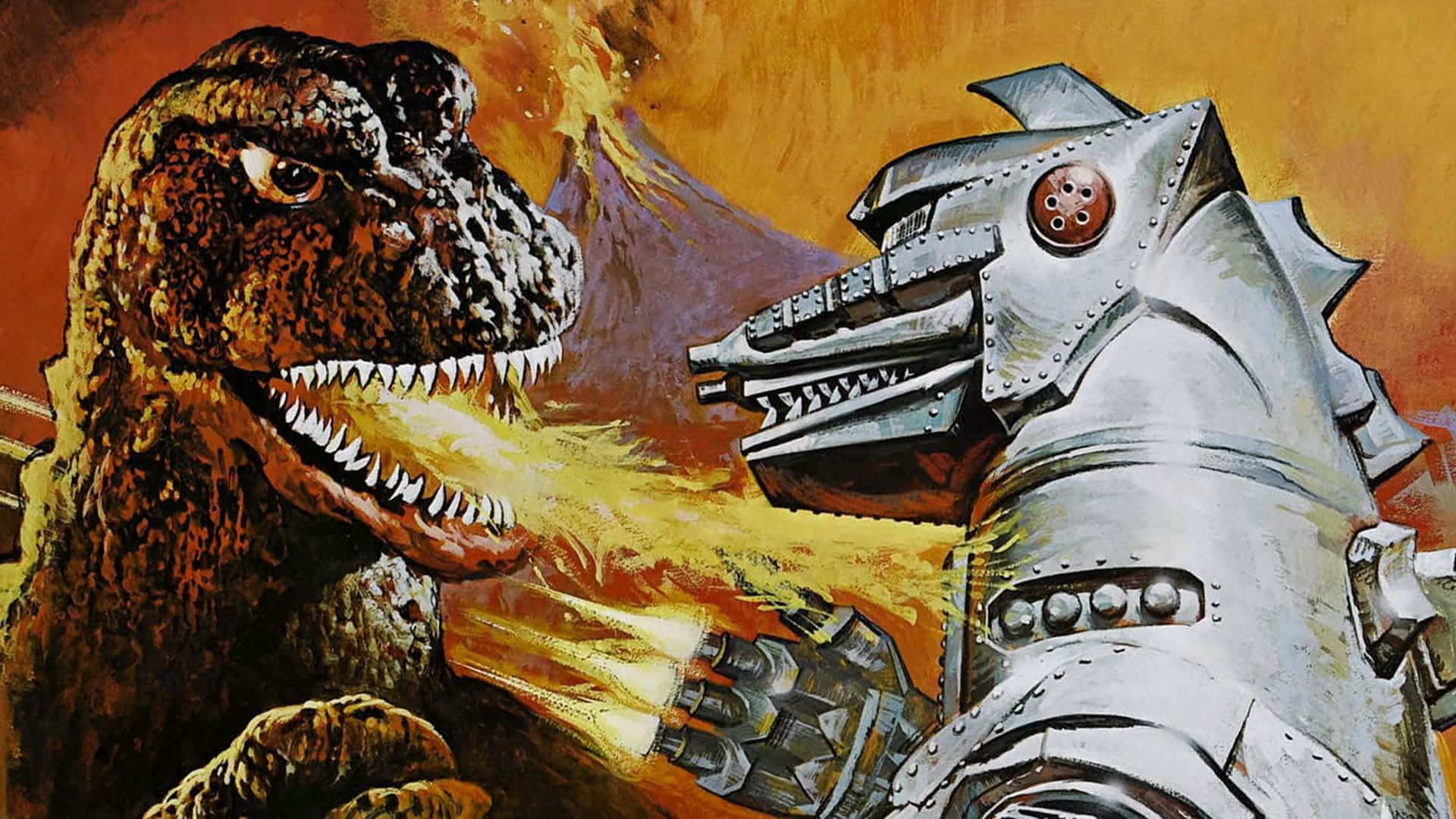 Iconic Classic Godzilla Roaring in the City Wallpaper