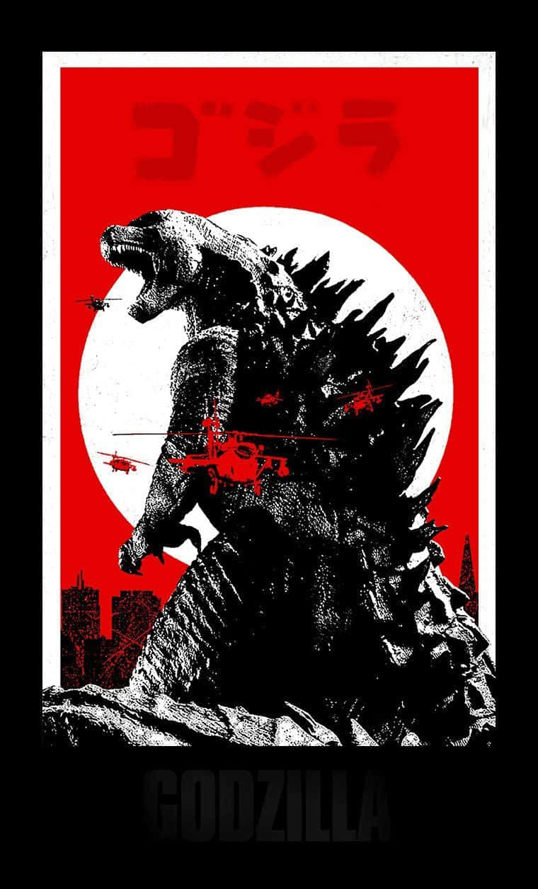 Classic Godzilla stomping through the city Wallpaper