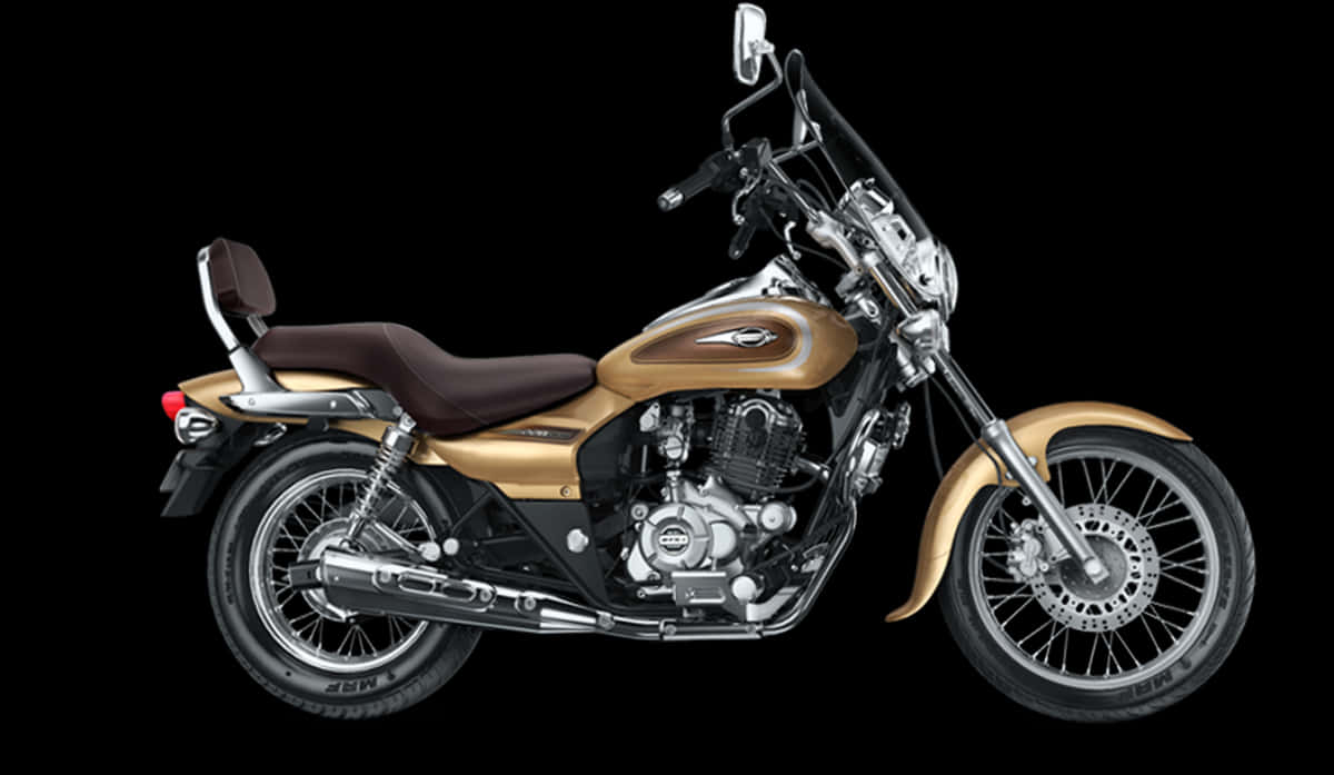 Classic Golden Motorcycle Black Background PNG