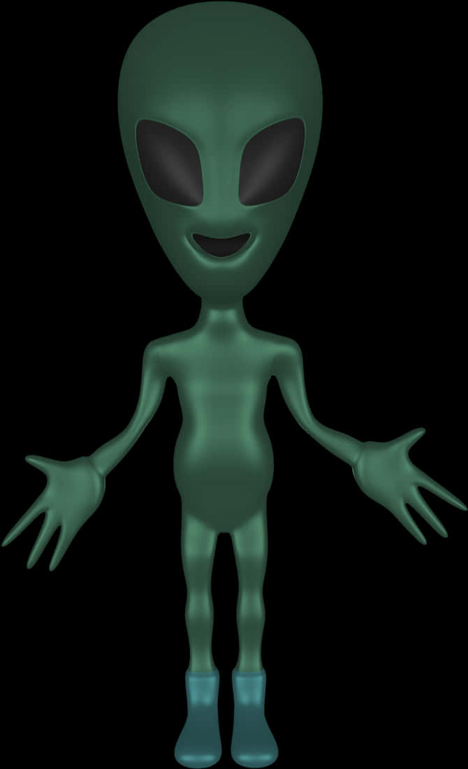 Classic Green Alien Illustration PNG