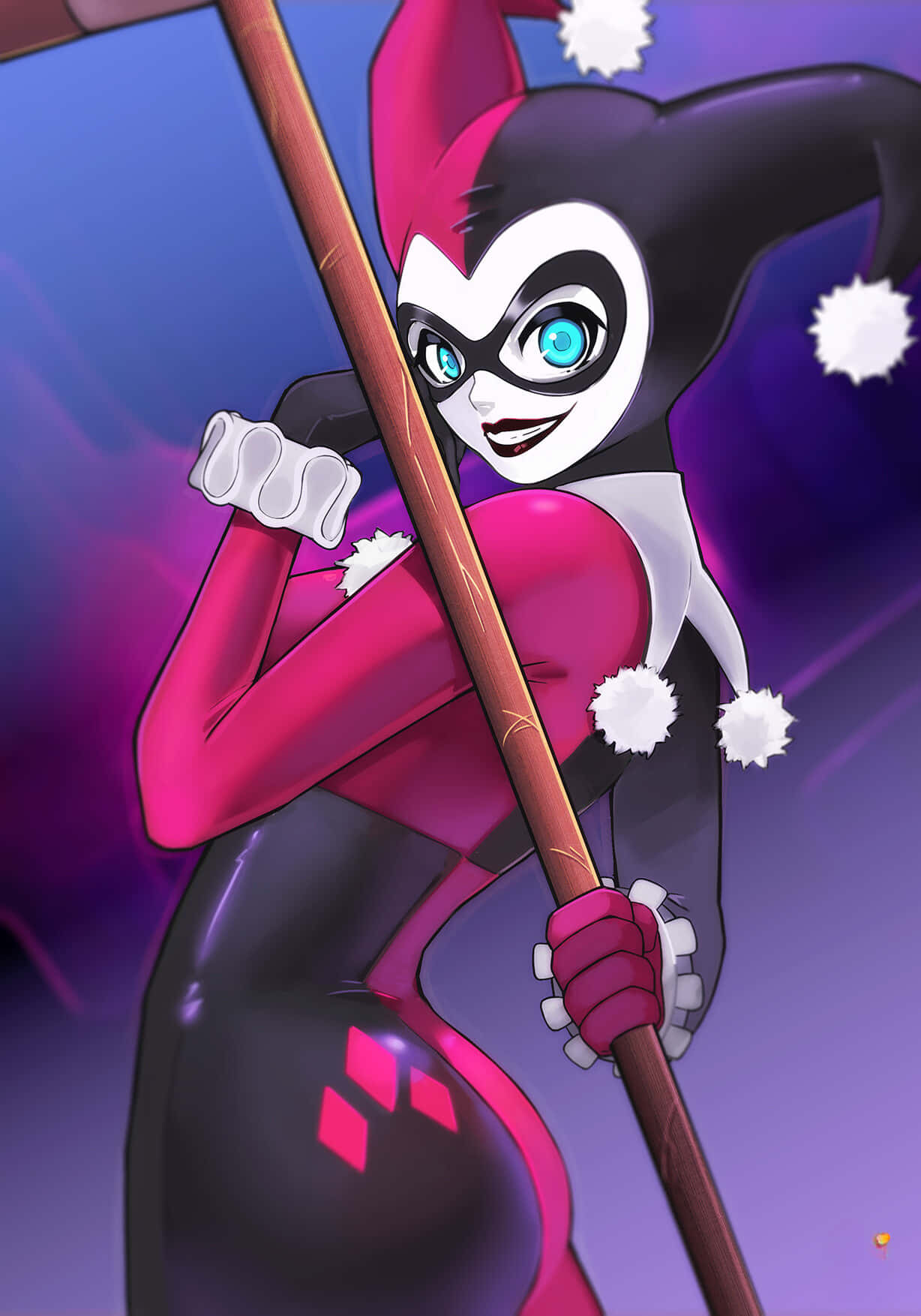 Classic Harley Quinn in Action Wallpaper