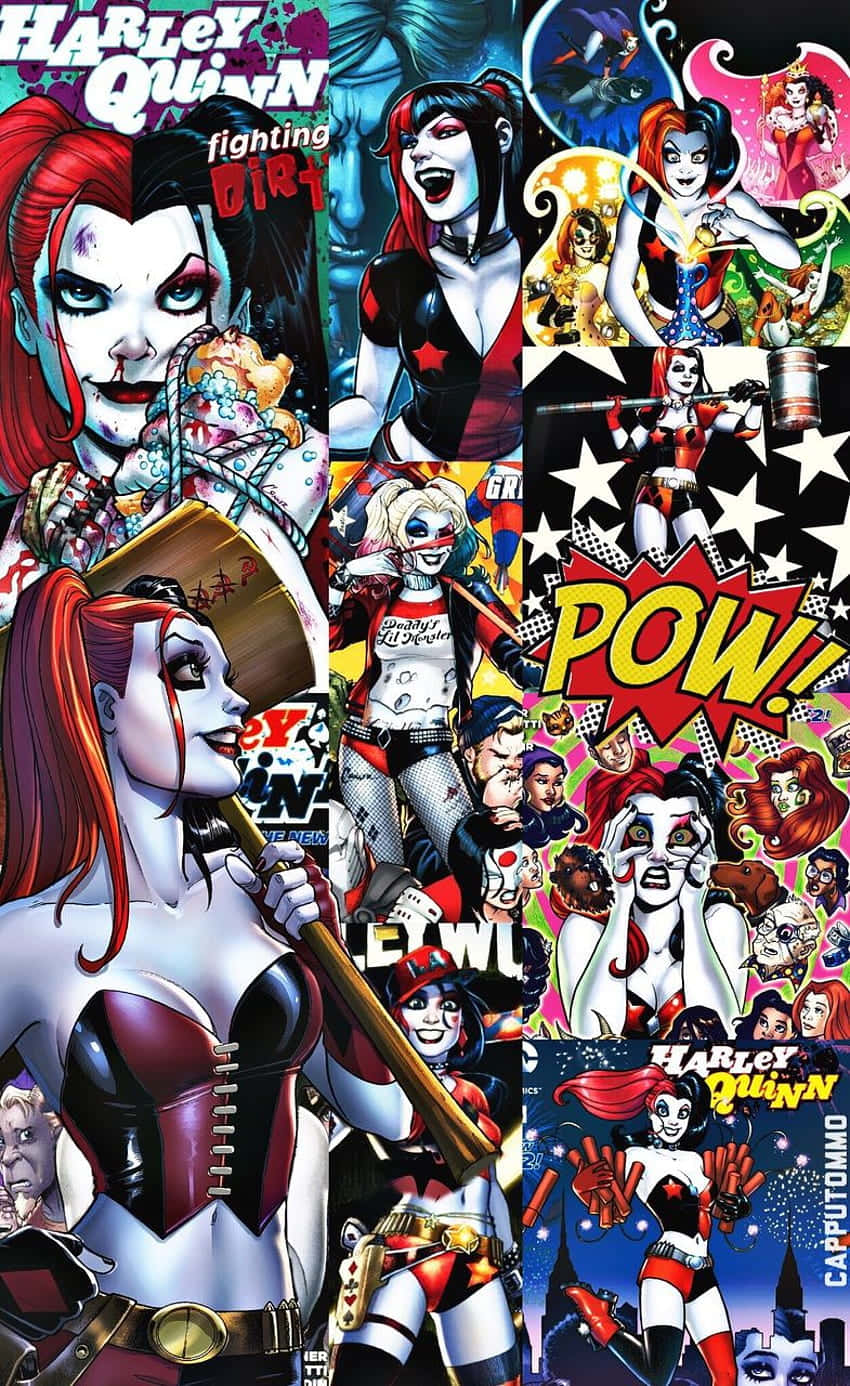 Klassieke Harley Quinn Collage Kunst Achtergrond