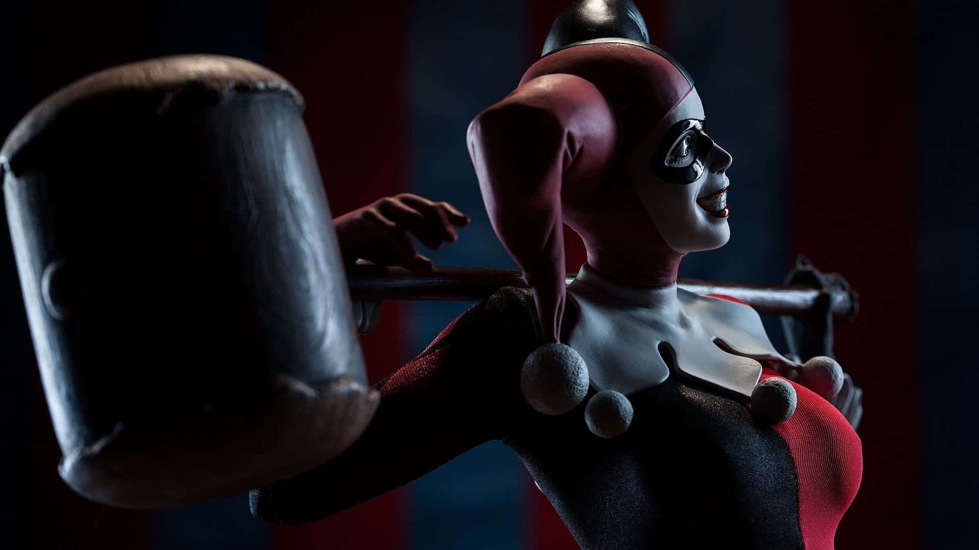 Klassieke Harley Quinn Figuur Met Knuppel Achtergrond