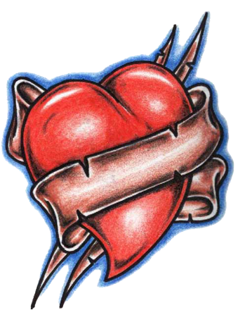 Classic Heartwith Banner Tattoo Design PNG