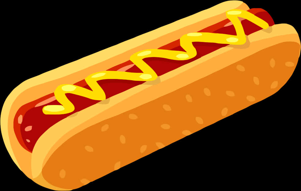 Classic Hot Dog Cartoon Illustration PNG