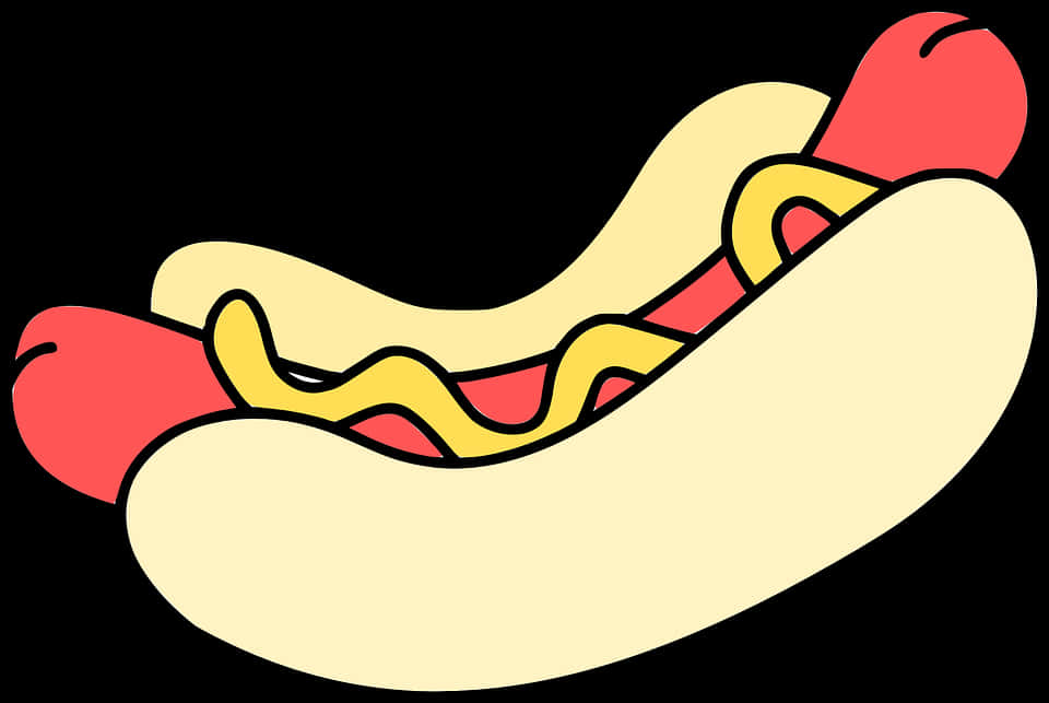 Classic Hot Dog Cartoon Illustration PNG