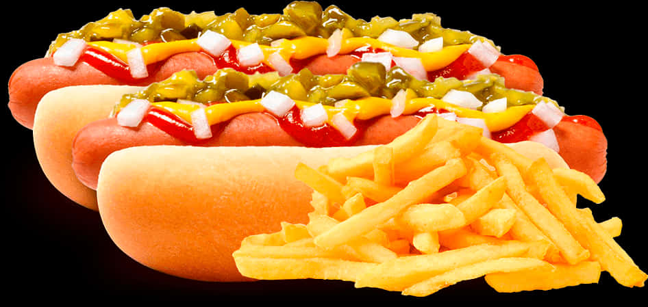 Classic Hot Dog With Fries PNG