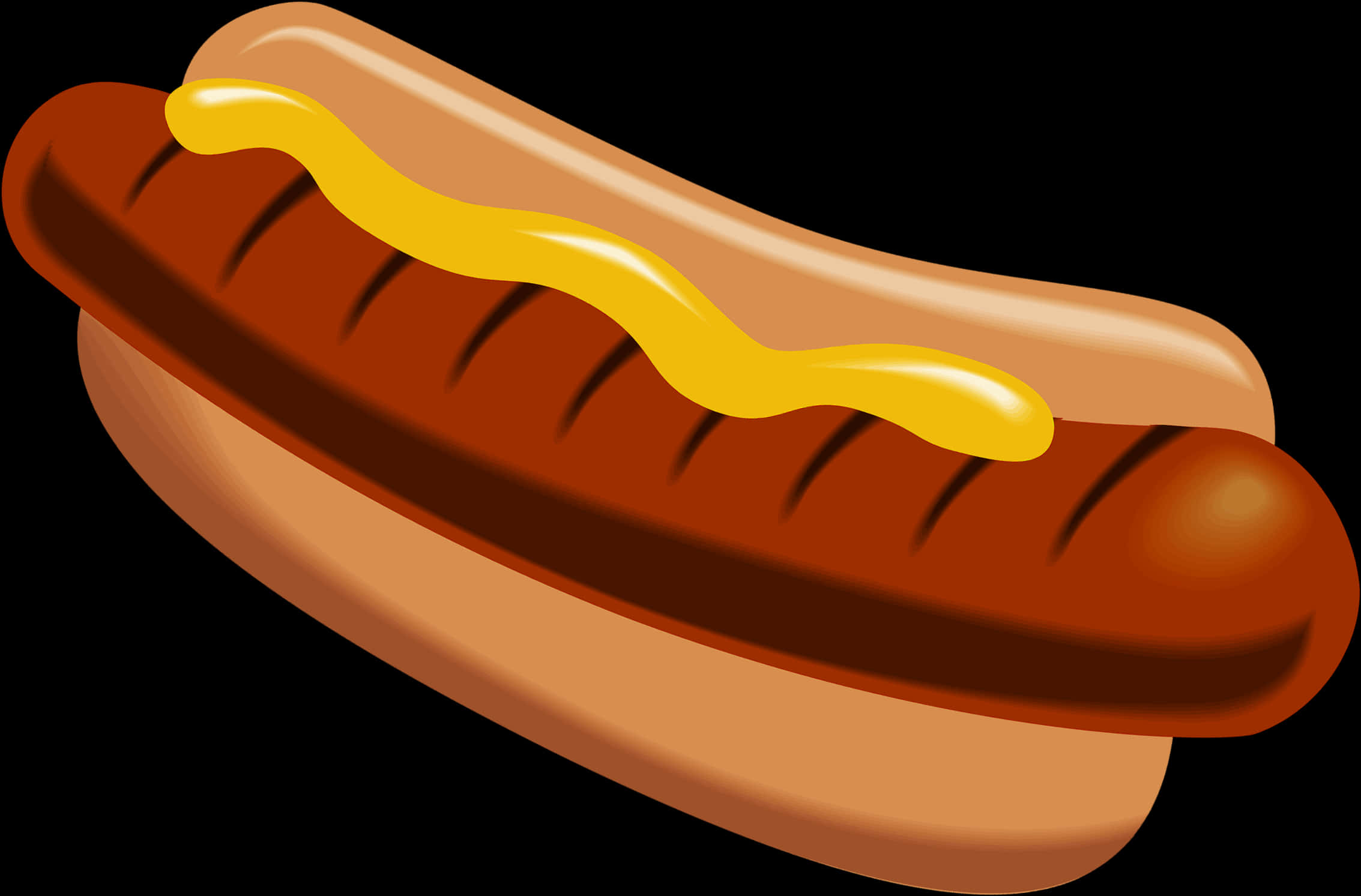 Classic Hot Dog With Mustard Illustration PNG