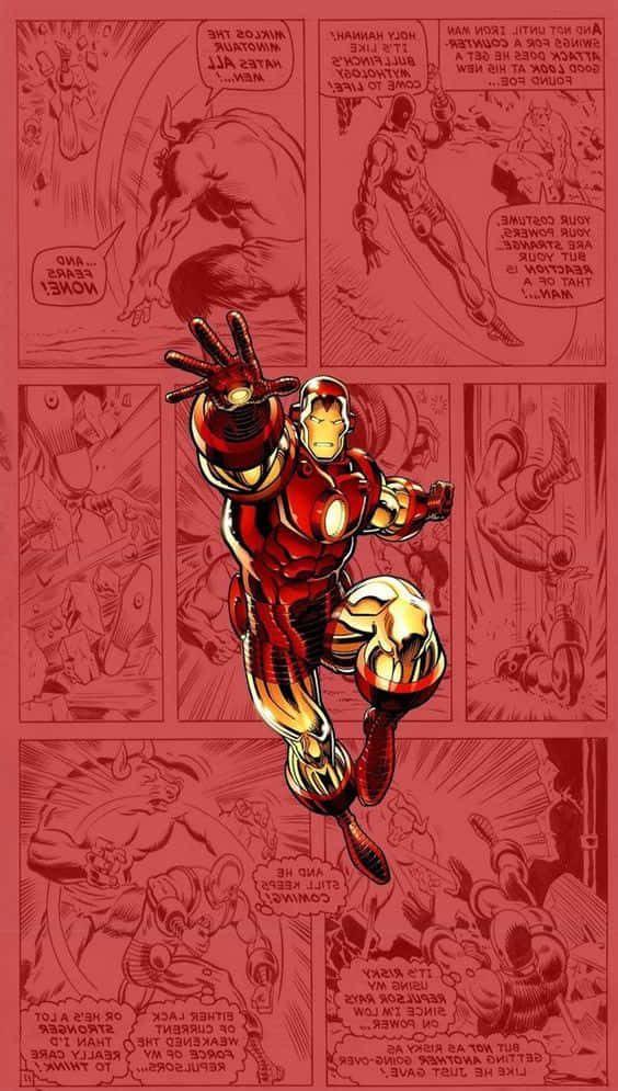 Classic Iron Man In Red Aesthetic Wallpaper