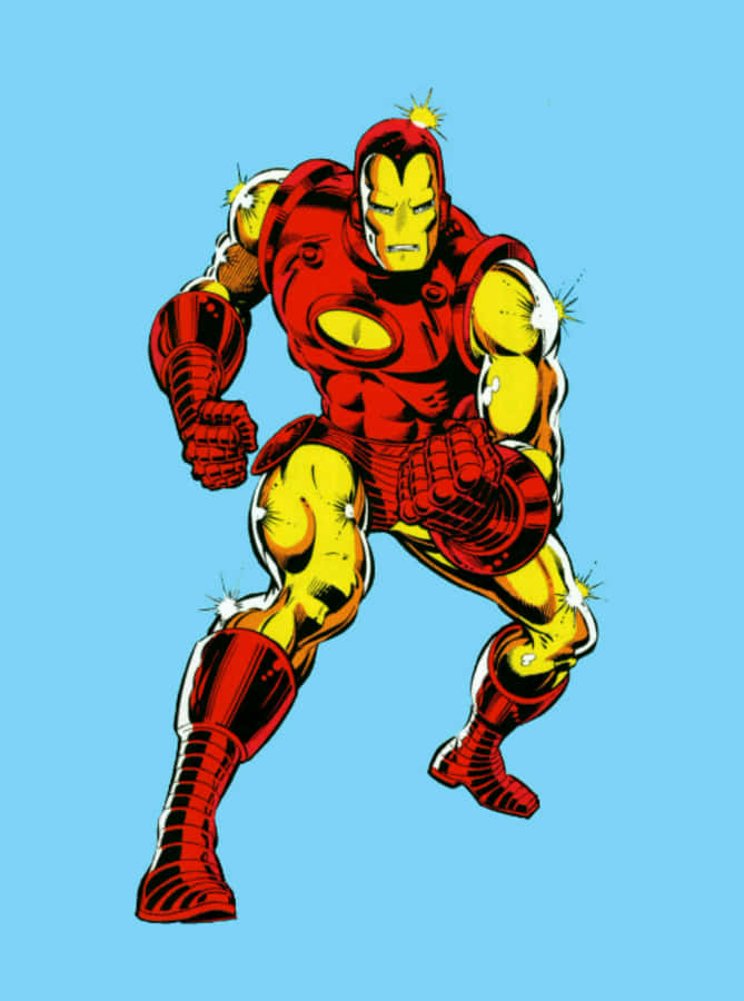 Klassisk Iron Man med en gulden rustning Wallpaper