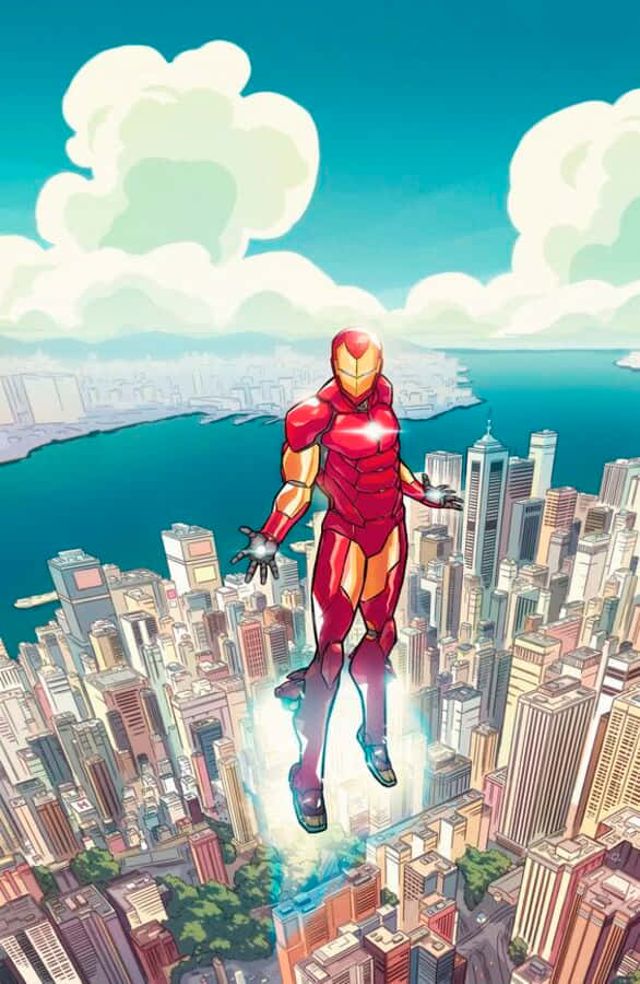 Klassisk Iron Man oplader sig med stråler fra Tony Starks værksted. Wallpaper