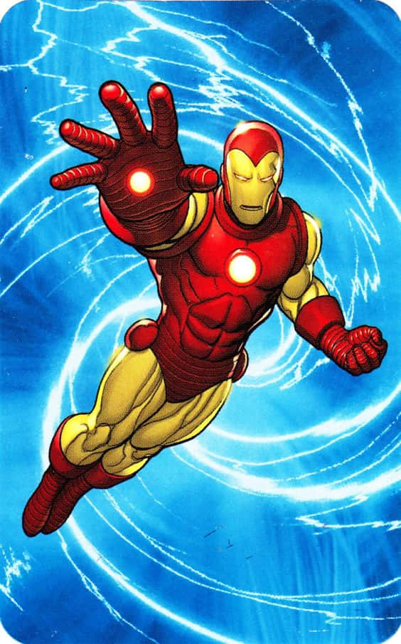 Klassisk Iron Man-ikon drejer sig over en bruns baggrund. Wallpaper