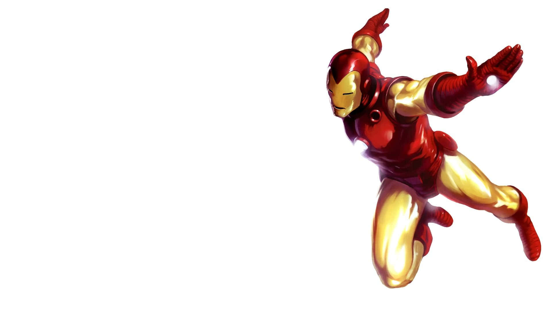 Flyvende klassisk Iron Man i hvid æstetik Wallpaper