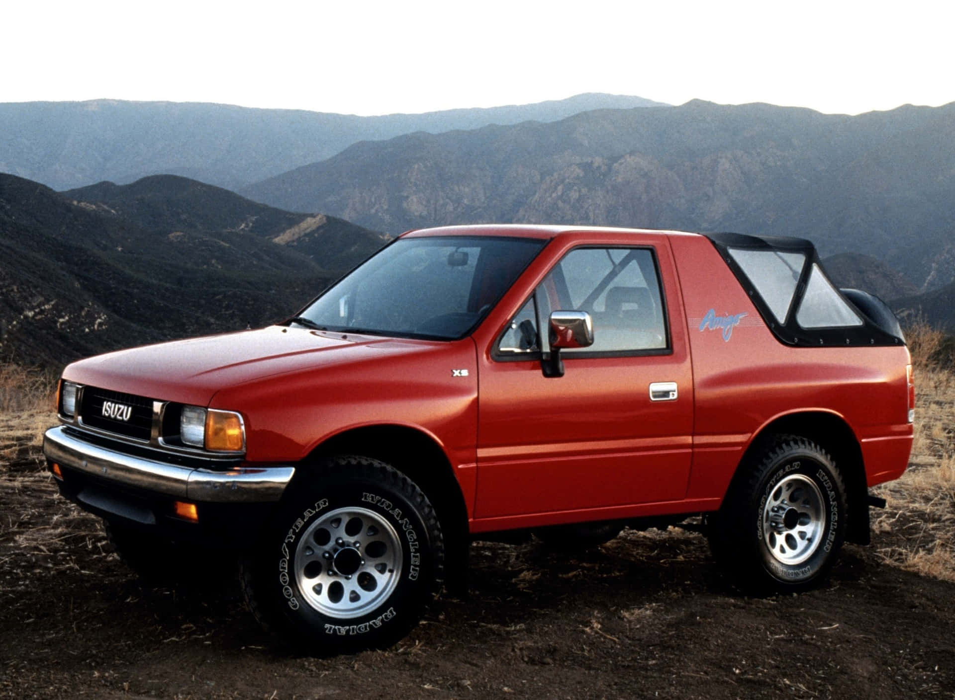 Classic Isuzu Amigo Cruising Through A Wild Landscape Wallpaper