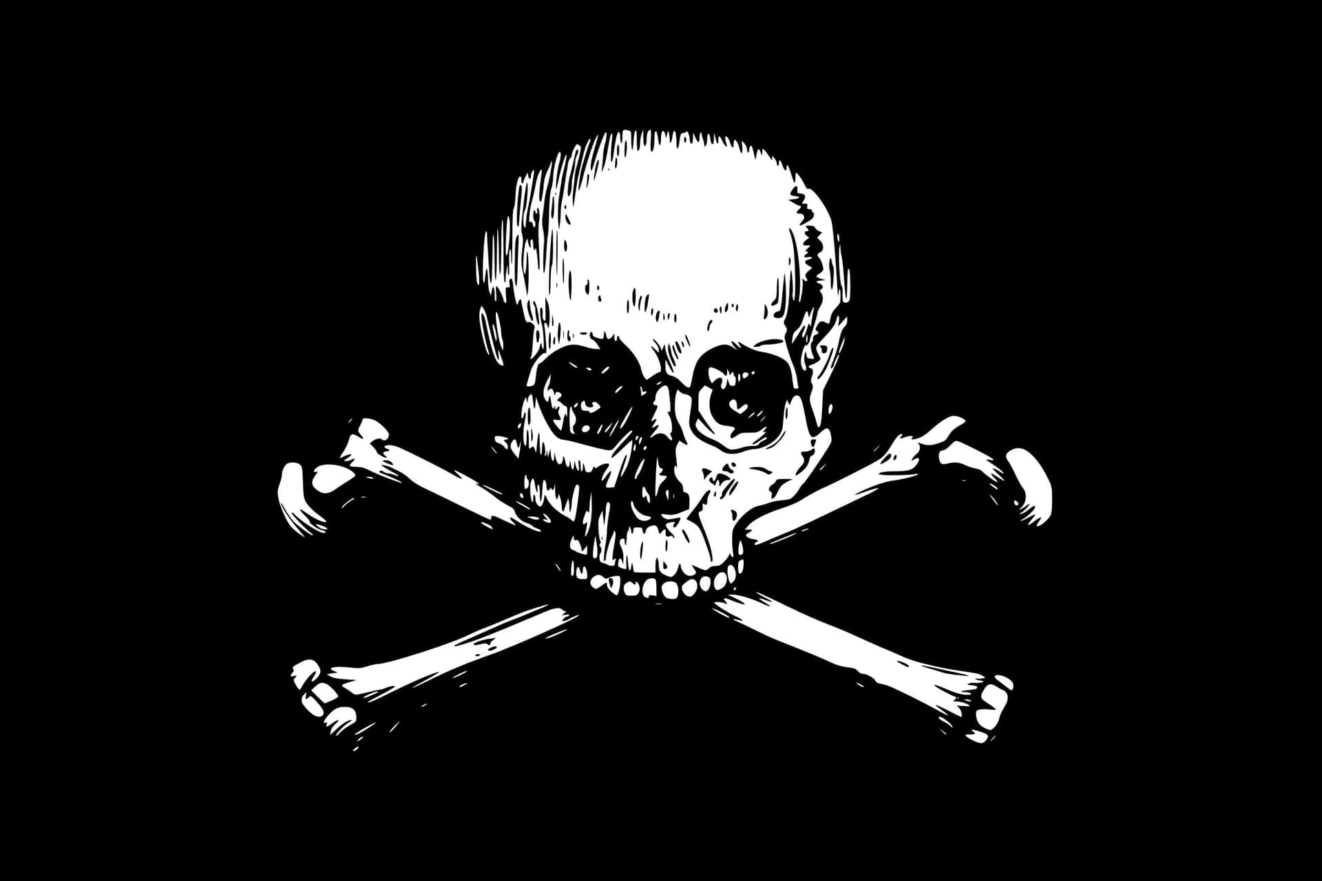 Klassisk Jolly Roger Skalle Og Krysset Ben Bakgrunnsbildet