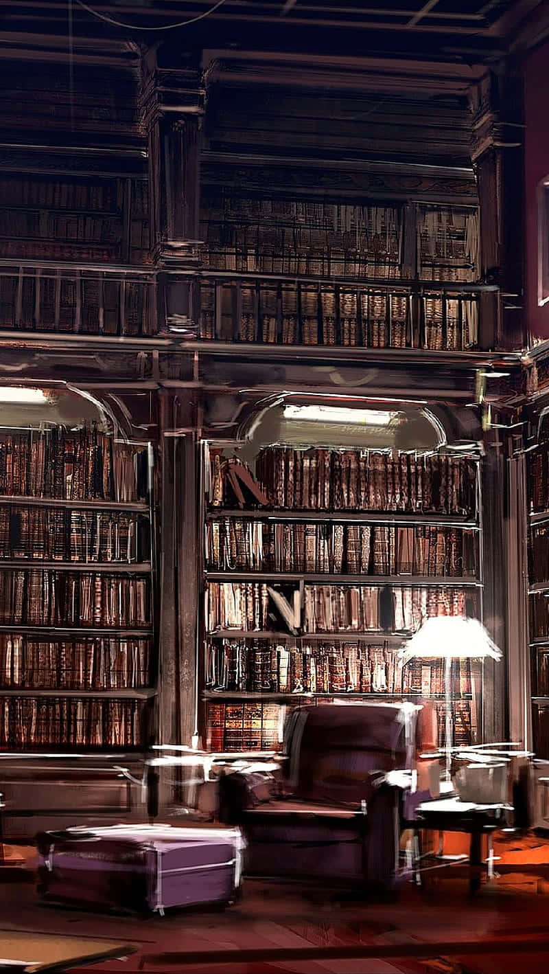 Classic Library Interiorwith Armchairs Wallpaper