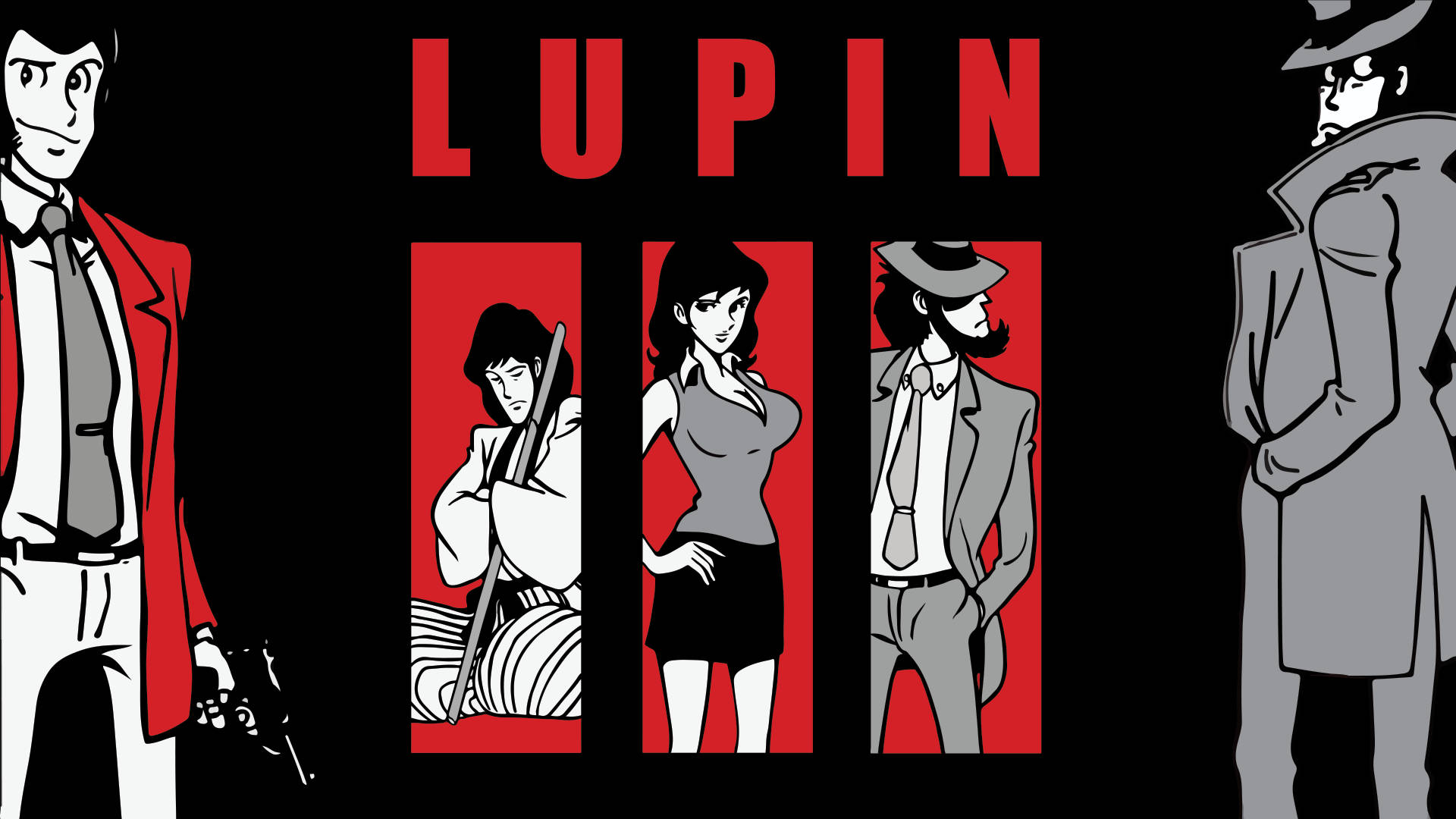Klassisk Lupin The Third Poster Tapet: Fremhæv dit rum med denne klassiske Lupin the Third-plakat. Wallpaper