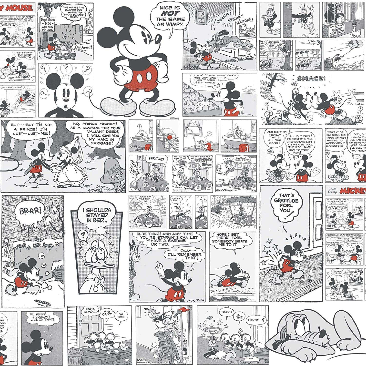 Classic Mickey Mouse Comic Strips Wallpaper