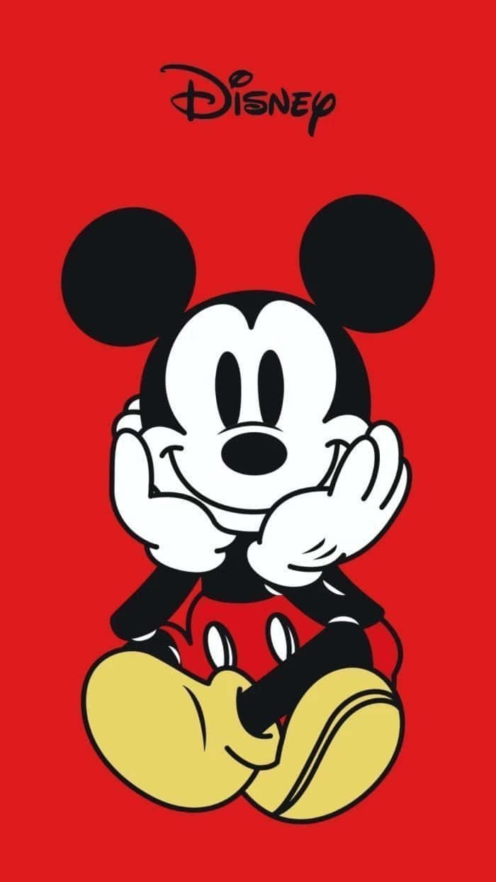 Classic_ Mickey_ Mouse_ Red_ Background Wallpaper