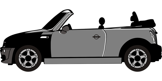 Classic Mini Cooper Side View Vector PNG