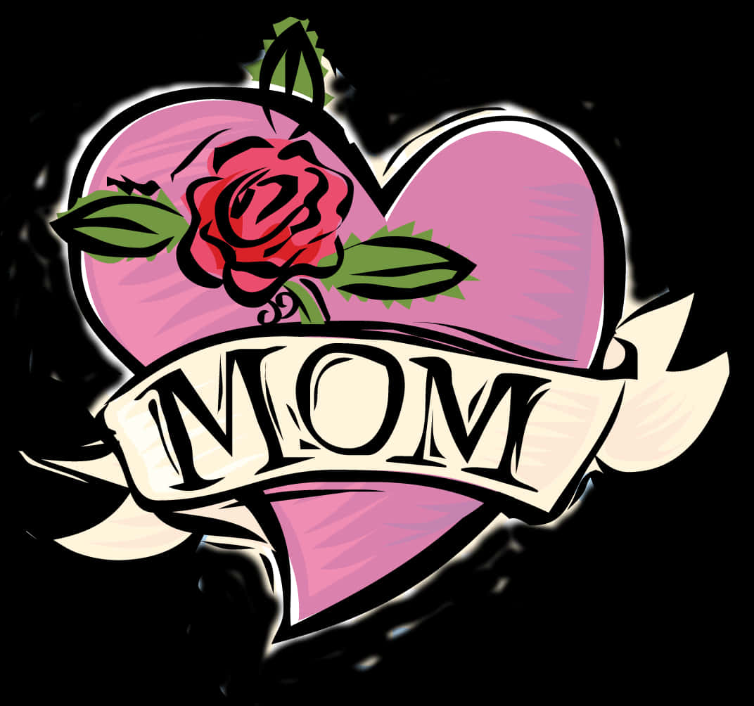 Classic Mom Heart Tattoo Design PNG