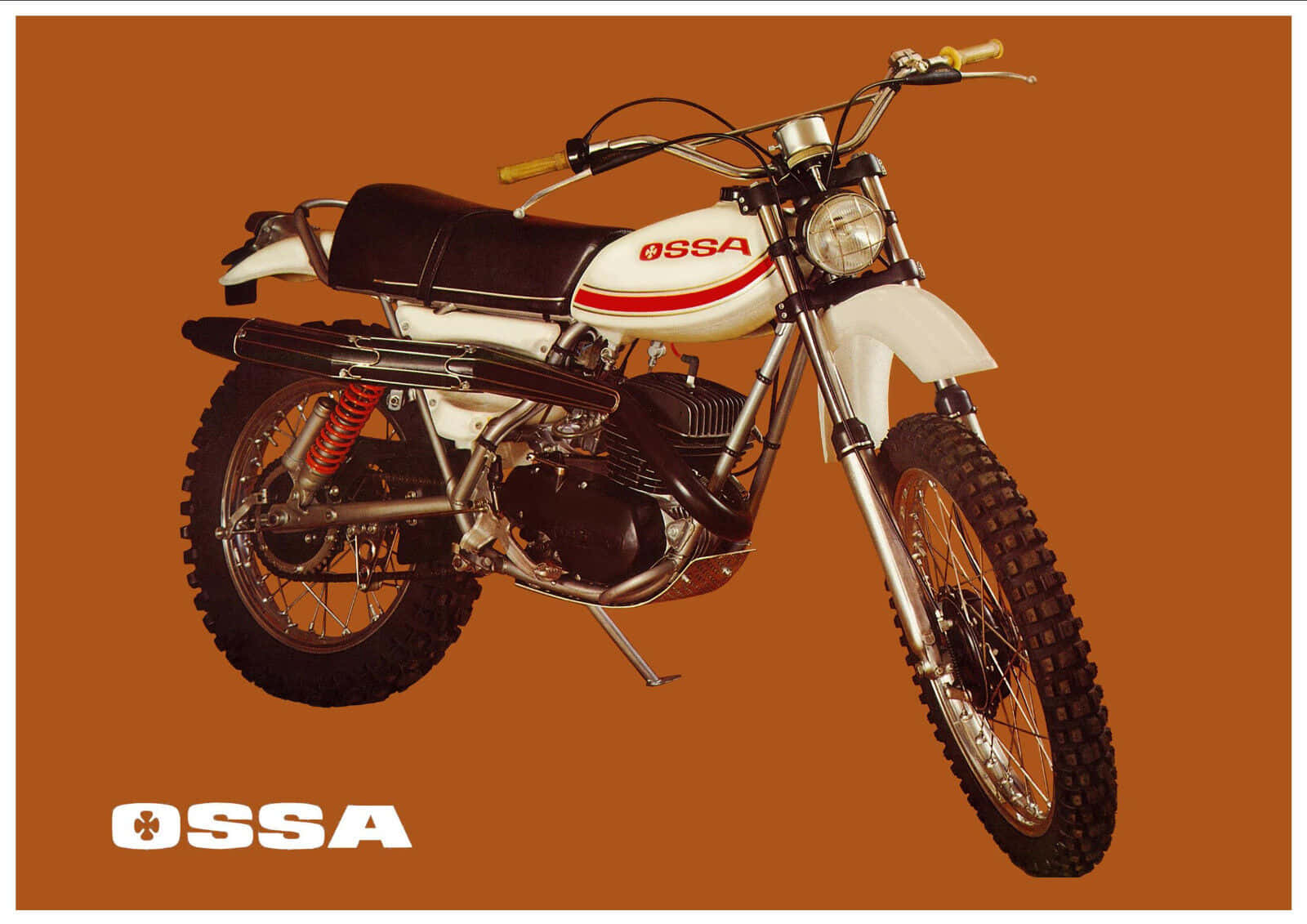 Classic Ossa Motorcycle In Vintage Garage Wallpaper