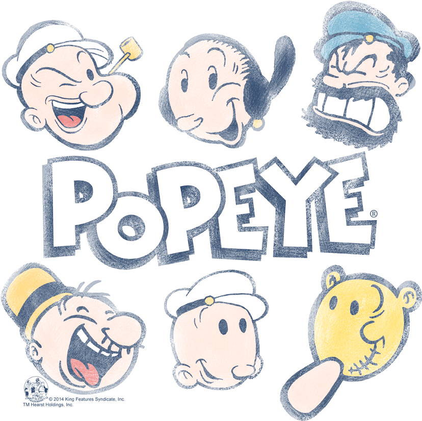 Classic Popeye Characters Collage PNG