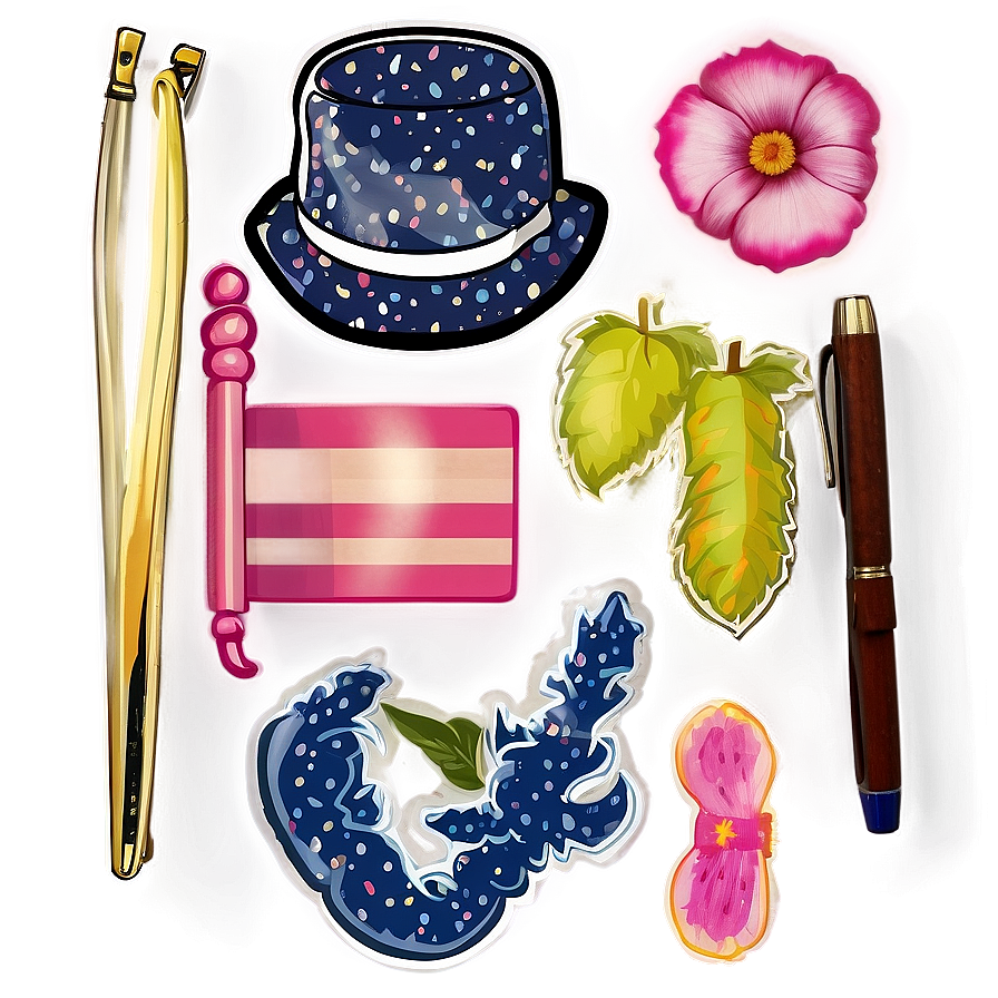 Classic Preppy Stickers Selection Png 06132024 PNG