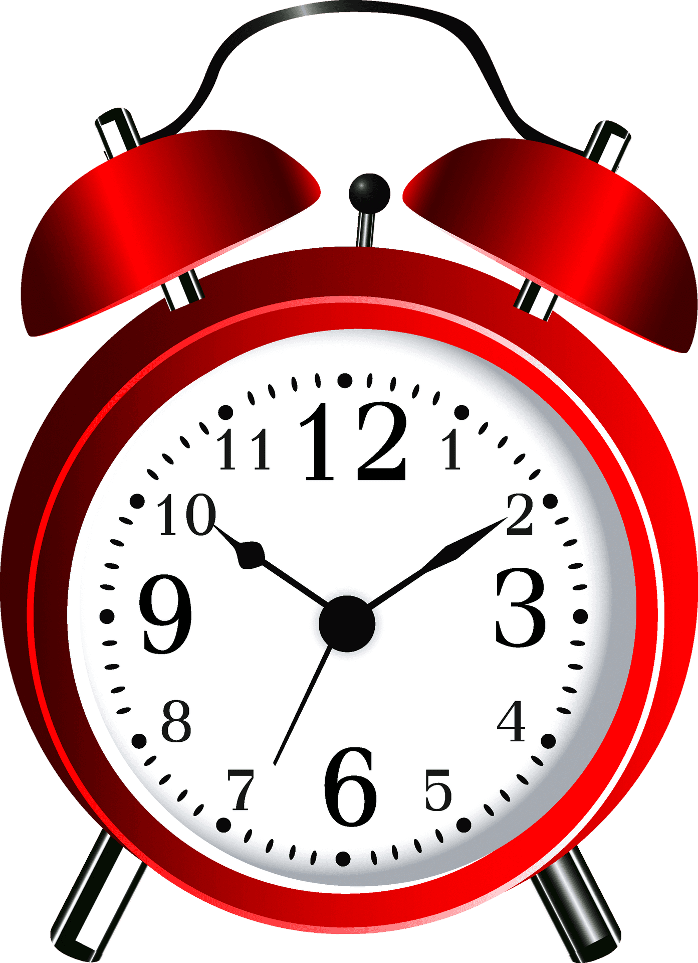 Classic Red Alarm Clock PNG