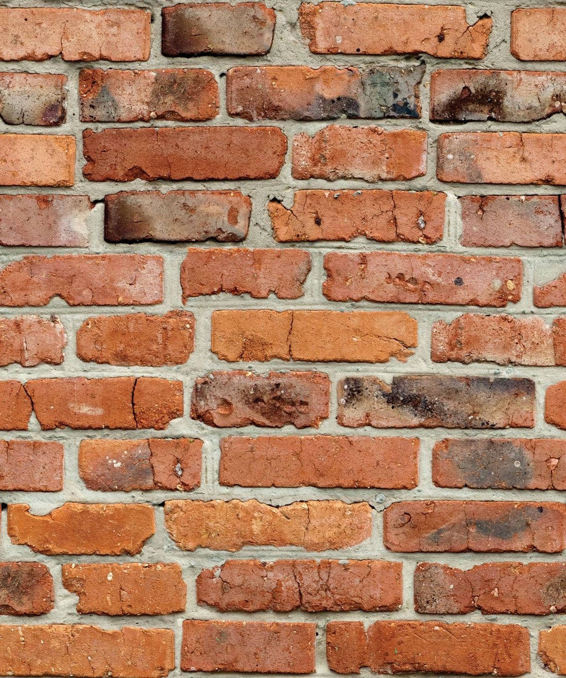 Classic Red Brick Wall With Cracked Texture Wallpaper