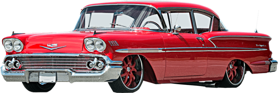 Classic Red Chevrolet Bel Air Side View PNG