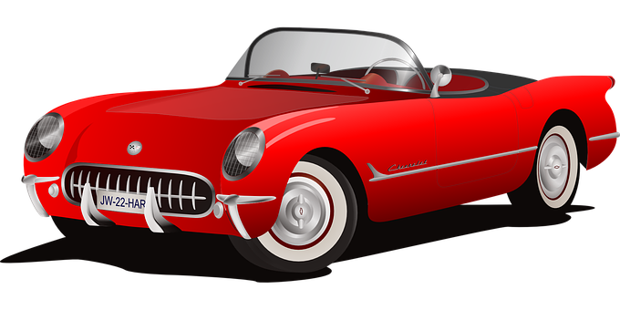 Classic Red Convertible Illustration PNG