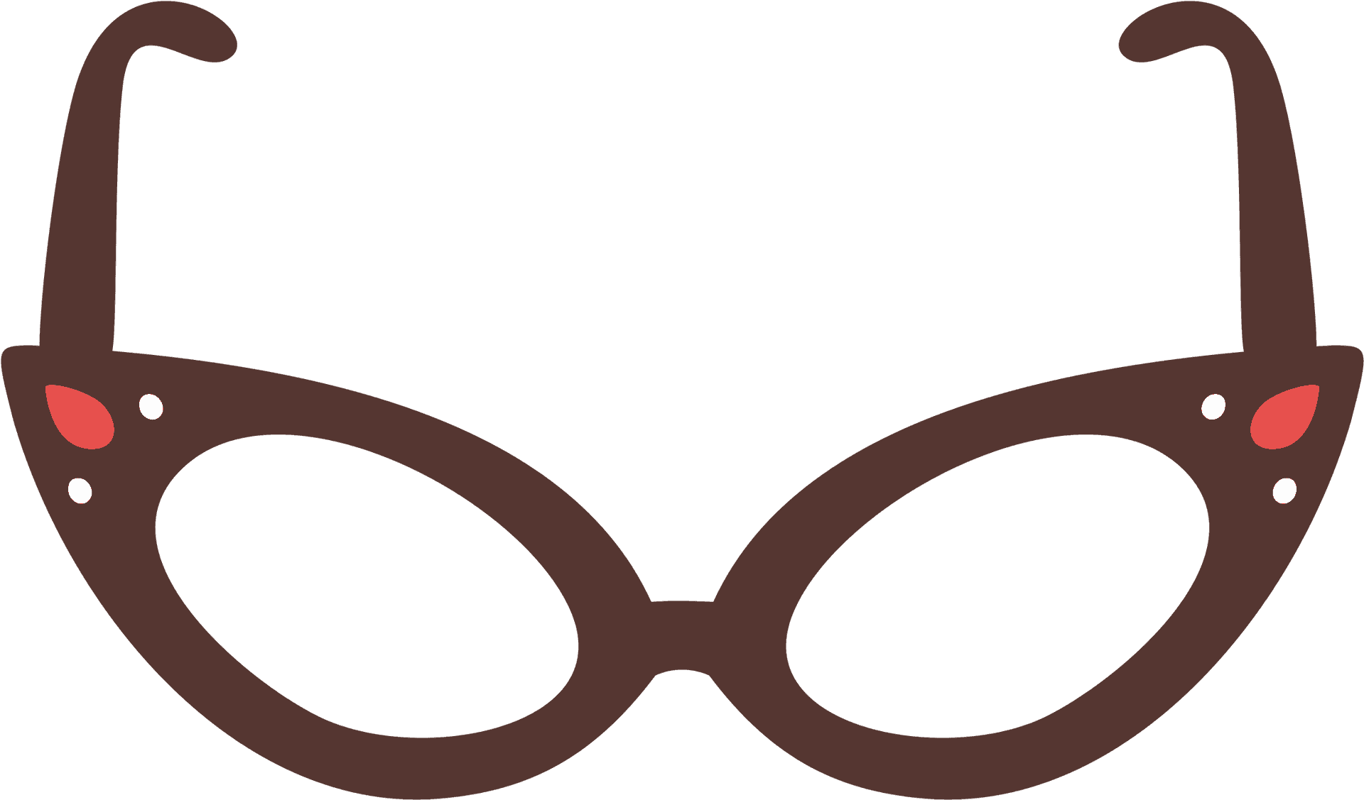 Classic Red Detail Eyeglasses PNG